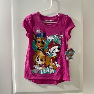 Paw Patrol Pink Girls Short Sleeve Tee with PAWfect Team Graphic